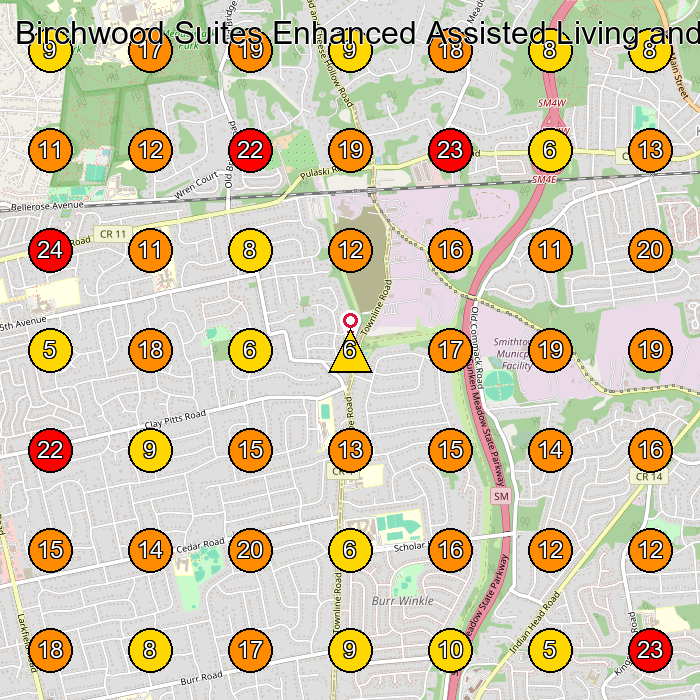 Birchwood Suites Enhanced Assisted Living and Memory Care Community Assisted Living Facility GeoGrid ranking map for East Northport NY